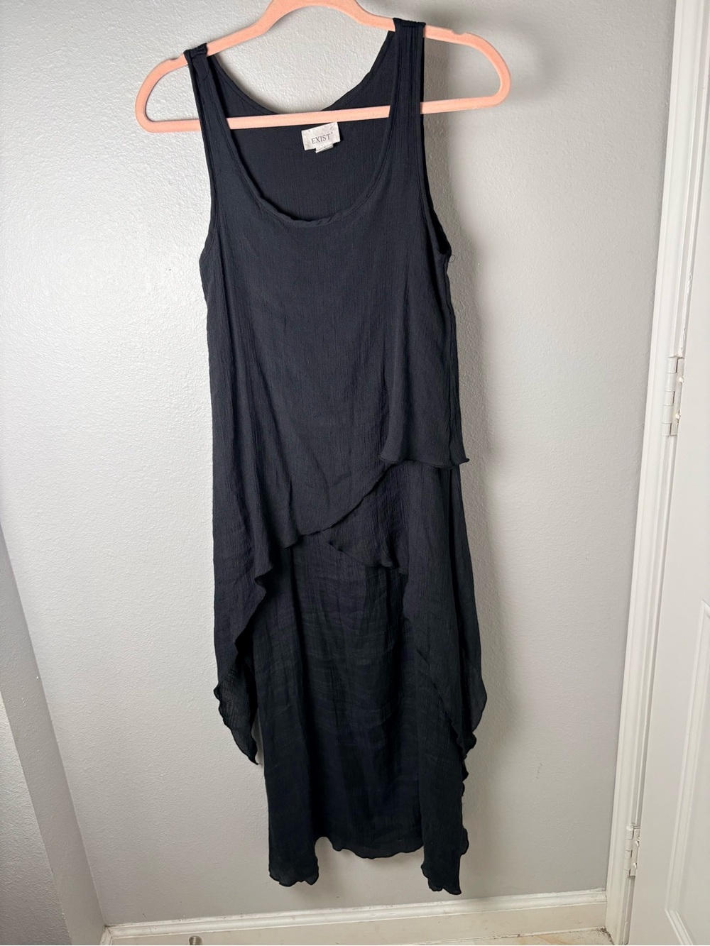 Exist Charcoal Black Asymmetrical Layered Witchy Tank Dress Size S Whimsy Goth